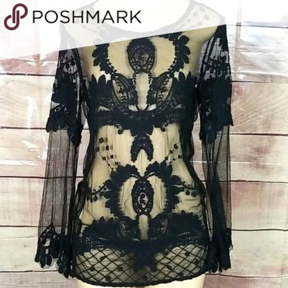 BANANA USA lace mesh blouse